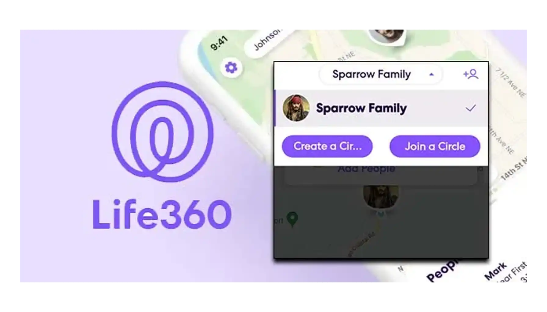 The screenshot from Life 360 app on which the Circle Switcher is highlighted